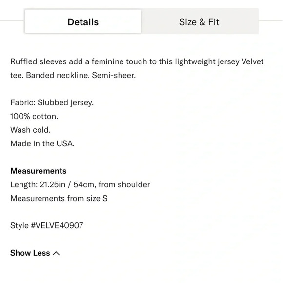 VELVET GRAHAM & SPENCER NEW Rielle Ruffle Tee Top Anthropologie - Picture 9 of 9